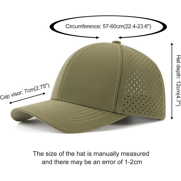 Men Baseball Cap Army Green Laser Cut Mesh Ball Curved Brim Hat main image 6